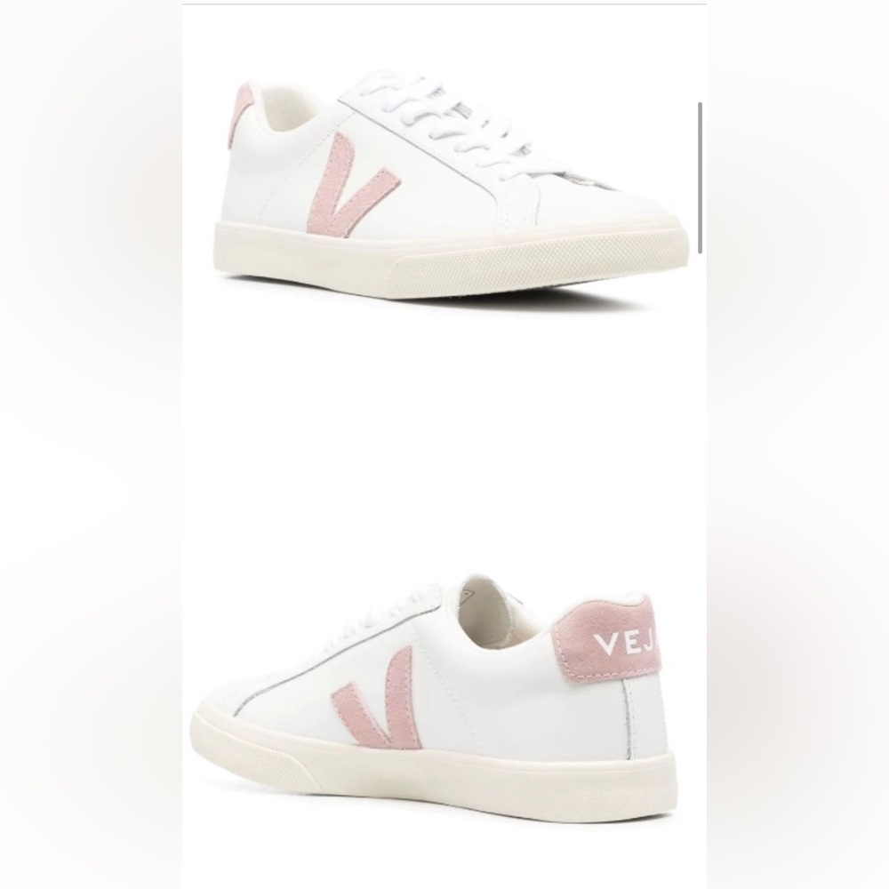VEJA Esplar Bicolor Leather Low-Top Sneakers- Pink Suede